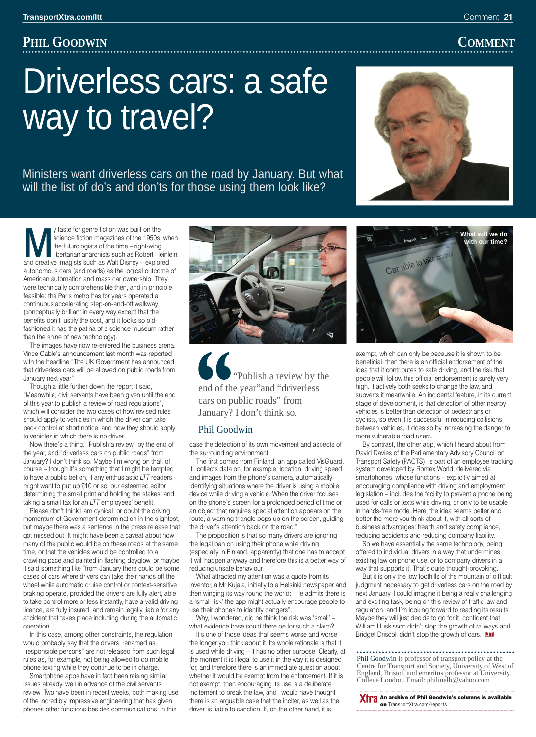 Driverless cars: a safe way to travel?